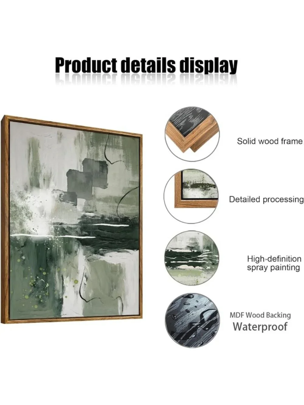 3-Piece Large Modern Abstract Canvas Wall Art Set - Sage Green Minimalist Decor